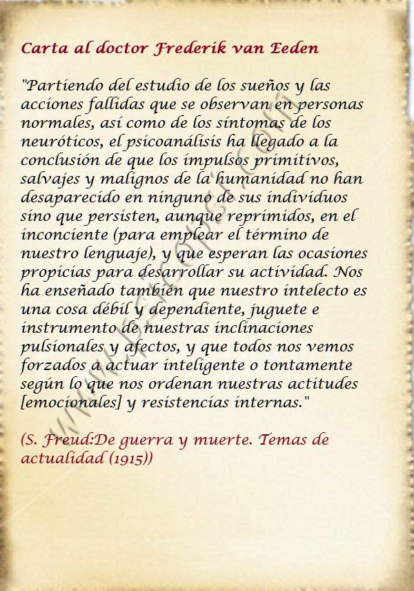 Frases Psy: Carta a Frederik van Eeden (Freud)