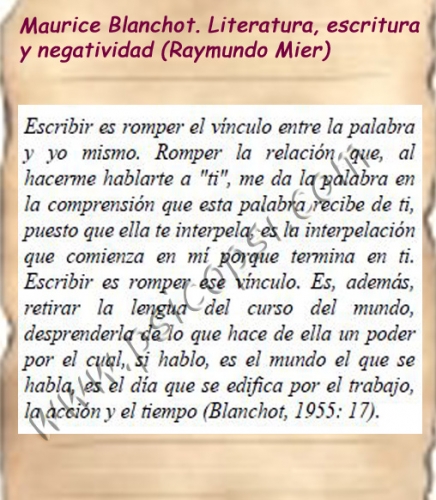 Frases Psy: Escribir es... (M. Blanchot)