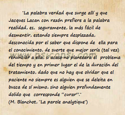 Frases Psy: Blanchot, Maurice "La palabra analítica" (La palabra verdad)