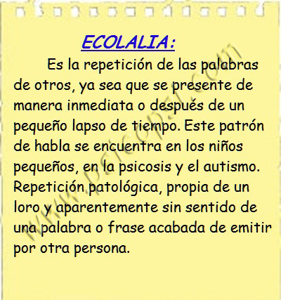 Frases Psi, diccionario, ecolalia