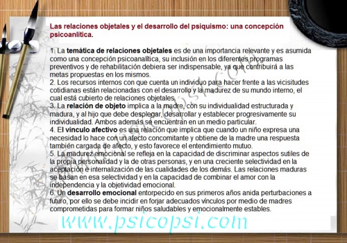 Frases Psy: relaciones objetales y desarrollo del psiquismo