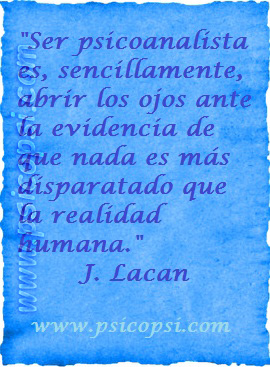 Frases Psi, Lacan, ser psicoanalista, imagen azul